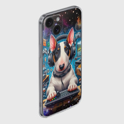 Чехол для iPhone 15 силиконовый с защитой камеры Причудливый мир геймера - бультерьер - фото 2