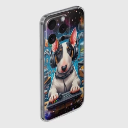Чехол для iPhone 15 Pro Max силиконовый с защитой камеры Причудливый мир геймера - бультерьер - фото 2