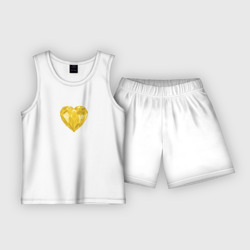 Детская пижама с шортами хлопок Желтое алмазное сердце