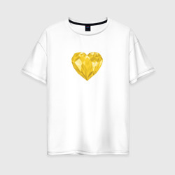Женская футболка хлопок Oversize Желтое алмазное сердце