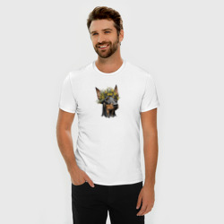 Мужская футболка хлопок Slim Пинчер в весенних цветах - фото 2