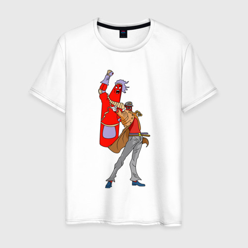 Мужская футболка из хлопка с принтом Сосиска Джотаро, вид спереди №1