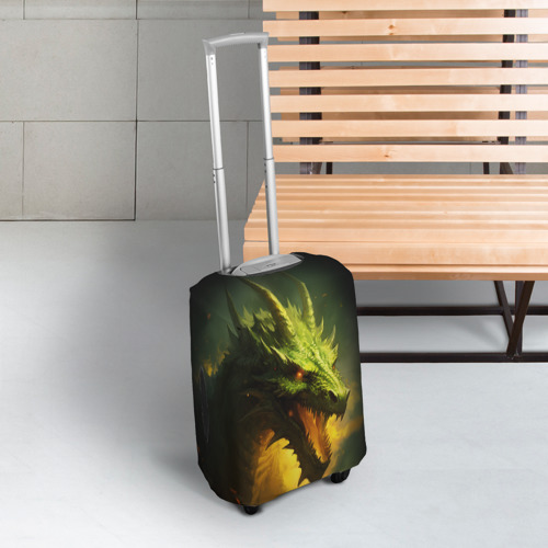 Чехол для чемодана 3D Злой зеленый дракон 2024, цвет 3D печать - фото 3