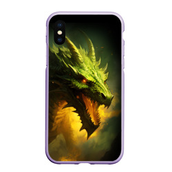 Чехол для iPhone XS Max матовый Злой зеленый дракон 2024