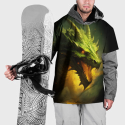 Накидка на куртку 3D Злой зеленый дракон 2024