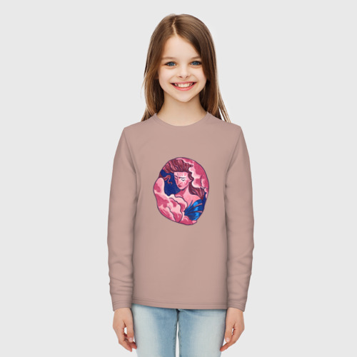 Детский лонгслив хлопок Девушка парящая в облаках, цвет пыльно-розовый - фото 5