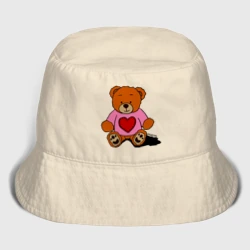 Детская панама хлопок Плюшевый мишка с сердечком