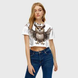 Женская футболка Crop-top 3D Совушка с крыльями - фото 2