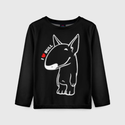 Детский лонгслив 3D I love bullterriers