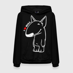 Женская толстовка 3D I love bullterriers