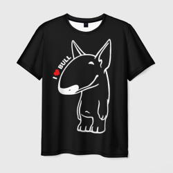 Мужская футболка 3D I love bullterriers