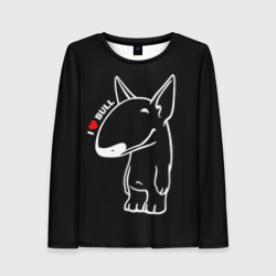 Женский лонгслив 3D I love bullterriers