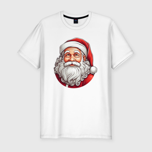 Мужская футболка хлопок Slim Санта клаус иллюстрация-стикер , цвет белый
