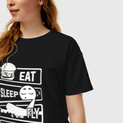 Женская футболка хлопок Oversize Еда сон полёт - фото 2