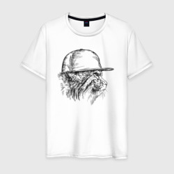 Манул в кепке – Мужская футболка хлопок с принтом купить со скидкой в -20%