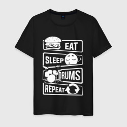 Еда сон барабаны – Мужская футболка хлопок с принтом купить со скидкой в -20%