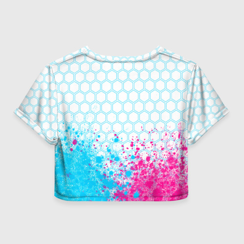 Женская футболка Crop-top 3D GTA6 neon gradient style посередине, цвет 3D печать - фото 2