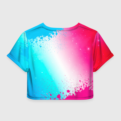 Женская футболка Crop-top 3D GTA6 neon gradient style, цвет 3D печать - фото 2