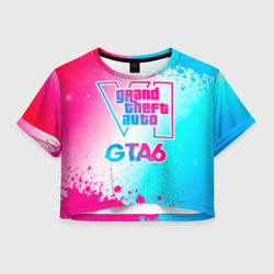 Женская футболка Crop-top 3D GTA6 neon gradient style