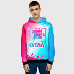 Мужская толстовка 3D GTA6 neon gradient style - фото 2