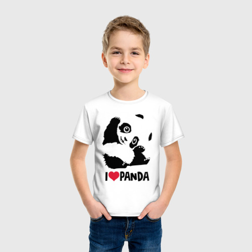 Детская футболка хлопок I love panda, цвет белый - фото 3