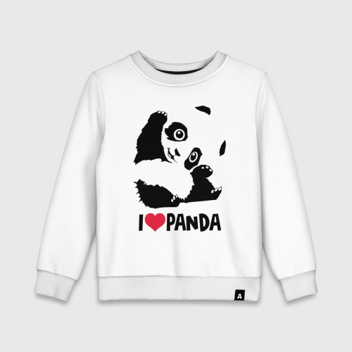 Детский свитшот хлопок I love panda, цвет белый