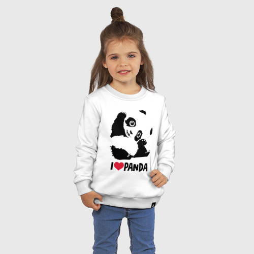 Детский свитшот хлопок I love panda, цвет белый - фото 3