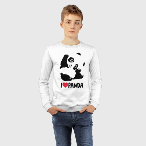 Детский свитшот хлопок I love panda, цвет белый - фото 7