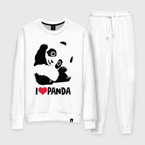 Женский костюм хлопок I love panda, цвет белый