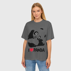 Женская футболка oversize 3D Я люблю панду - фото 2