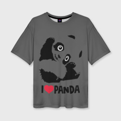 Женская футболка oversize 3D Я люблю панду