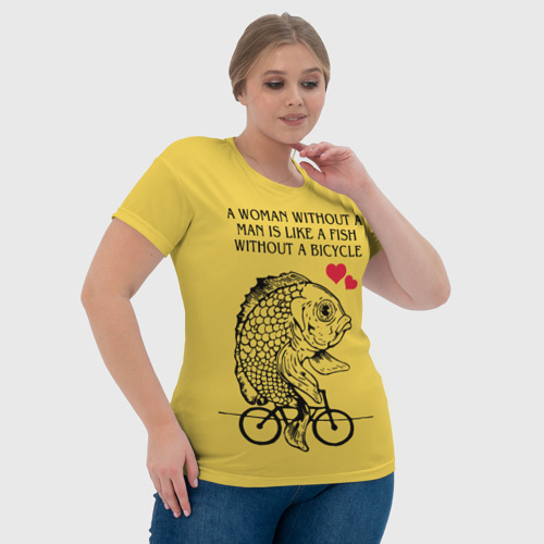 Женская футболка 3D с принтом Девушка - рыба без велосипеда, фото #4