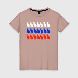 Женская футболка хлопок Флаг из котиков Российский