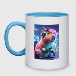 Кружка двухцветная Capybara gamer with fashionable bangs