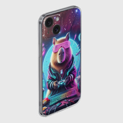 Чехол для iPhone 15 силиконовый с защитой камеры Загадочный мир геймера - капибара - фото 2