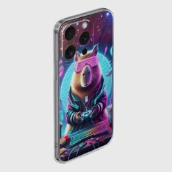 Чехол для iPhone 15 Pro Max силиконовый с защитой камеры Загадочный мир геймера - капибара - фото 2