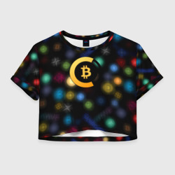 Женская футболка Crop-top 3D Bitcoin logo criptomoney