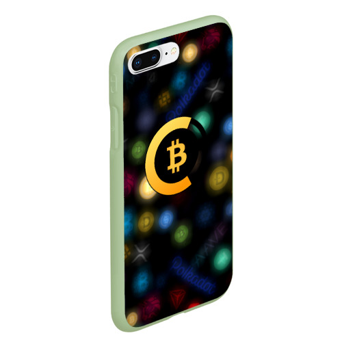 Чехол для iPhone 7Plus/8 Plus матовый Bitcoin logo criptomoney, цвет салатовый - фото 3