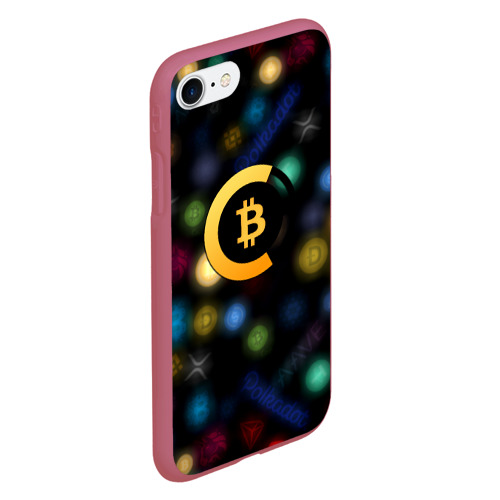 Чехол для iPhone 7/8 матовый с принтом Bitcoin logo criptomoney, вид сбоку #3