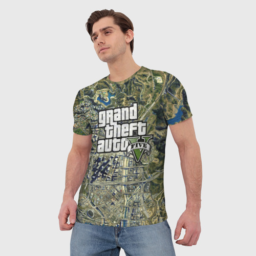 Мужская футболка 3D GTA 5 карта, цвет 3D печать - фото 3