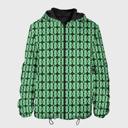 Мужская куртка 3D Чёрные узоры на зелёном