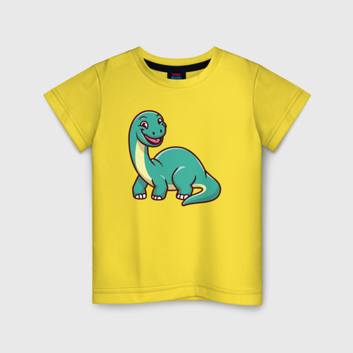 Детская футболка хлопок Весёлый диплодок, цвет желтый