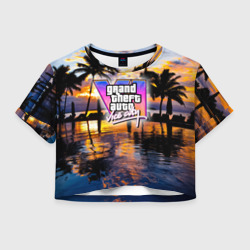 Женская футболка Crop-top 3D Grand theft auto 6 vice city