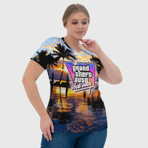 Женская футболка 3D Grand theft auto 6 vice city, цвет 3D печать - фото 6