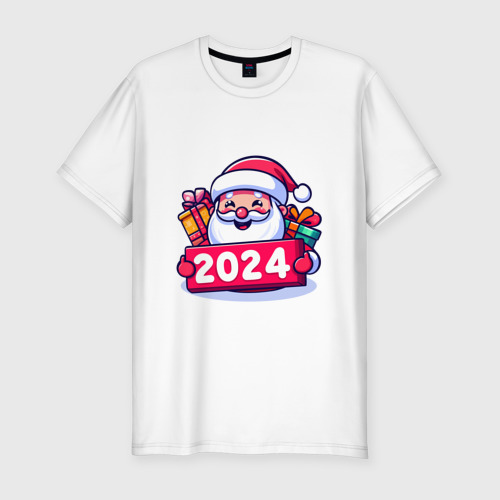 Мужская футболка хлопок Slim  С Новым 2024 годом, цвет белый