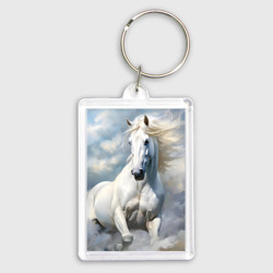 Брелок прямоугольный 35*50 Белая лошадь на фоне неба