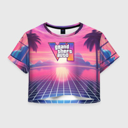 Женская футболка Crop-top 3D GTA 6 Vaporwave