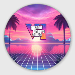 Круглый коврик для мышки GTA 6 Vaporwave