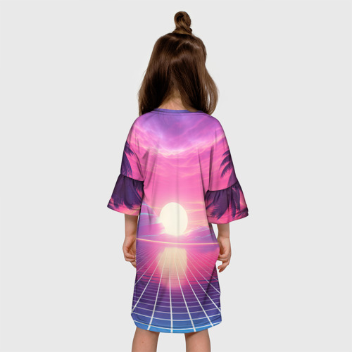 Детское платье 3D с принтом GTA 6 Vaporwave, вид сзади #2