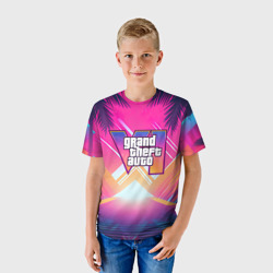 Детская футболка 3D GTA6 hot summer Vaporwave - фото 2